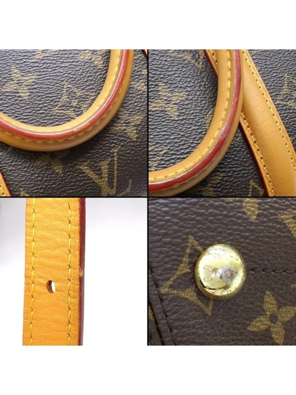 Louis Vuitton Handbag Soufflo MM Brown Monogram Canvas Leather Gold